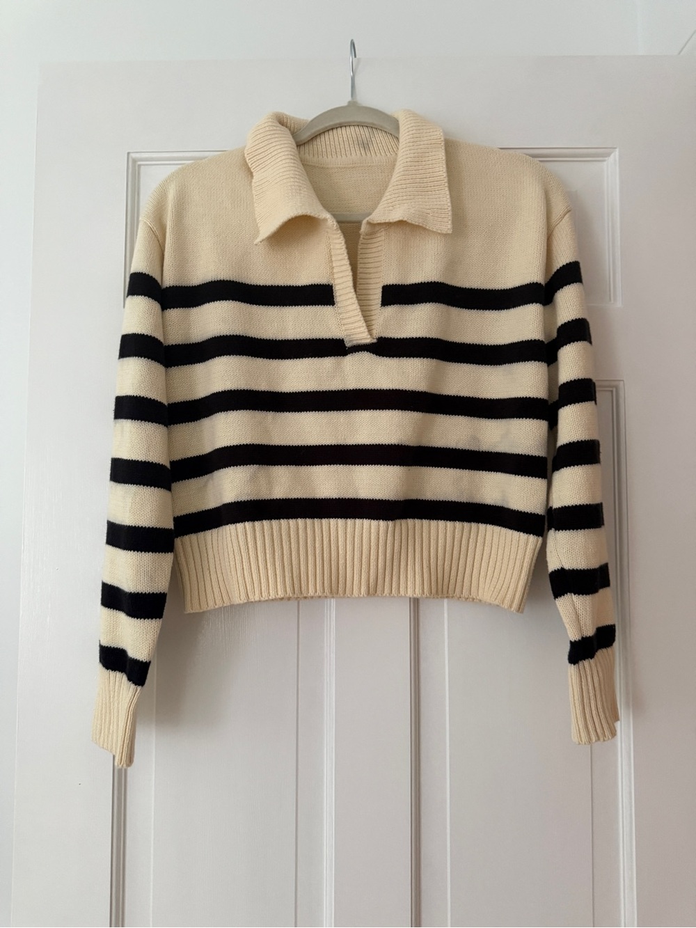 Cider striped knit collared sweater